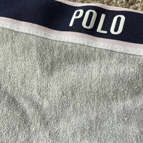 Polo by Ralph Lauren Kids (girls) Light Gray Hoodie with Navy and Pink Accents - Picture 3 of 5